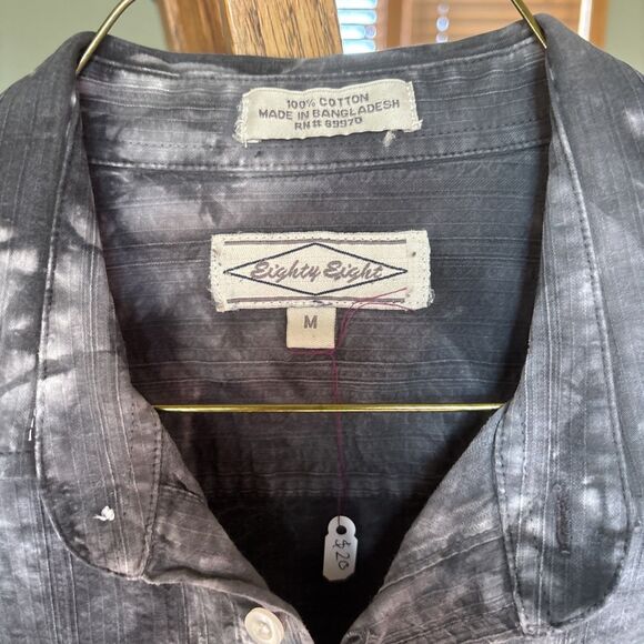 Eighty Eight Shirt Mens Black Medium Long Sleeve Button Affliction Biker Punk - Picture 3 of 6